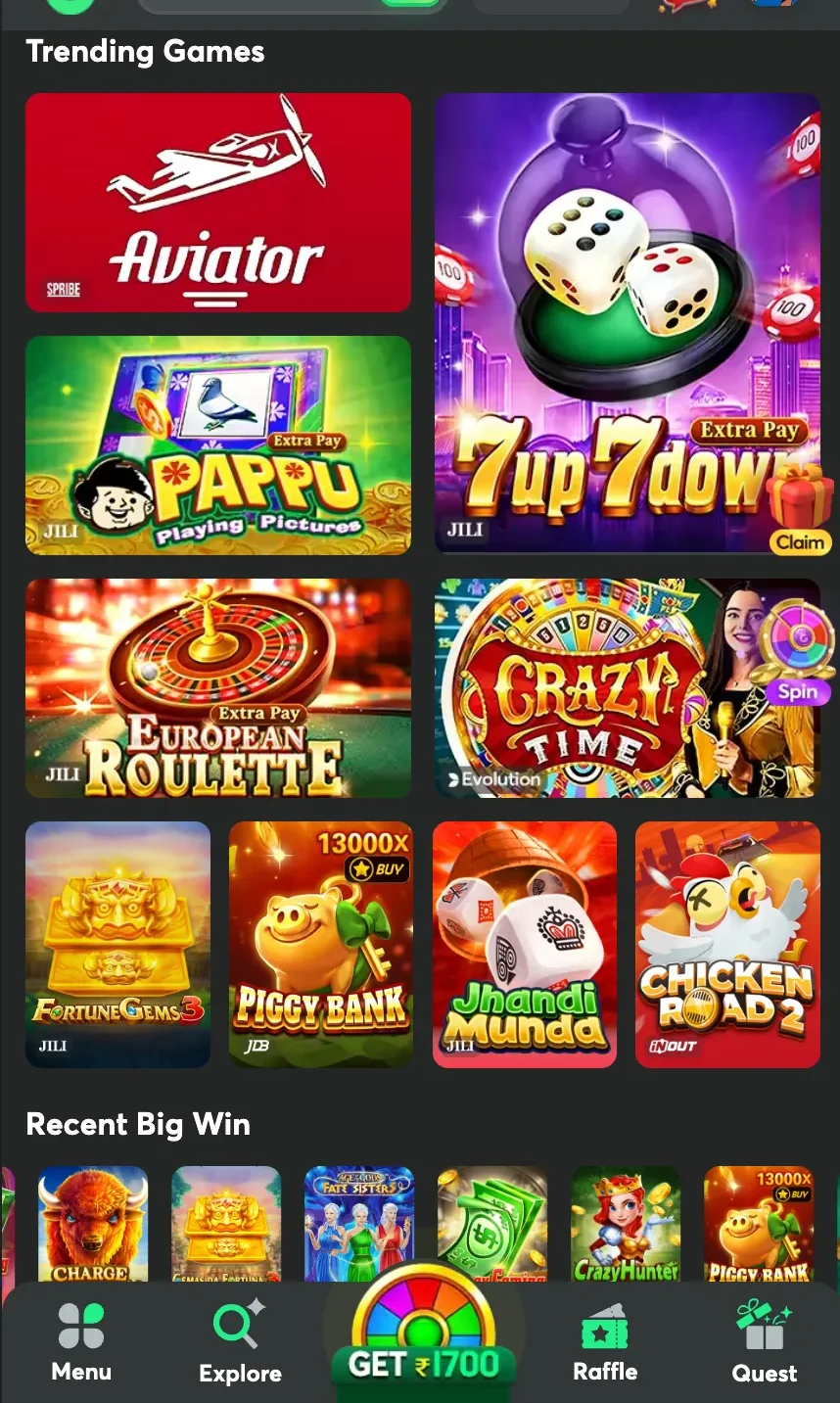 EK1 Trending Games with Aviator first