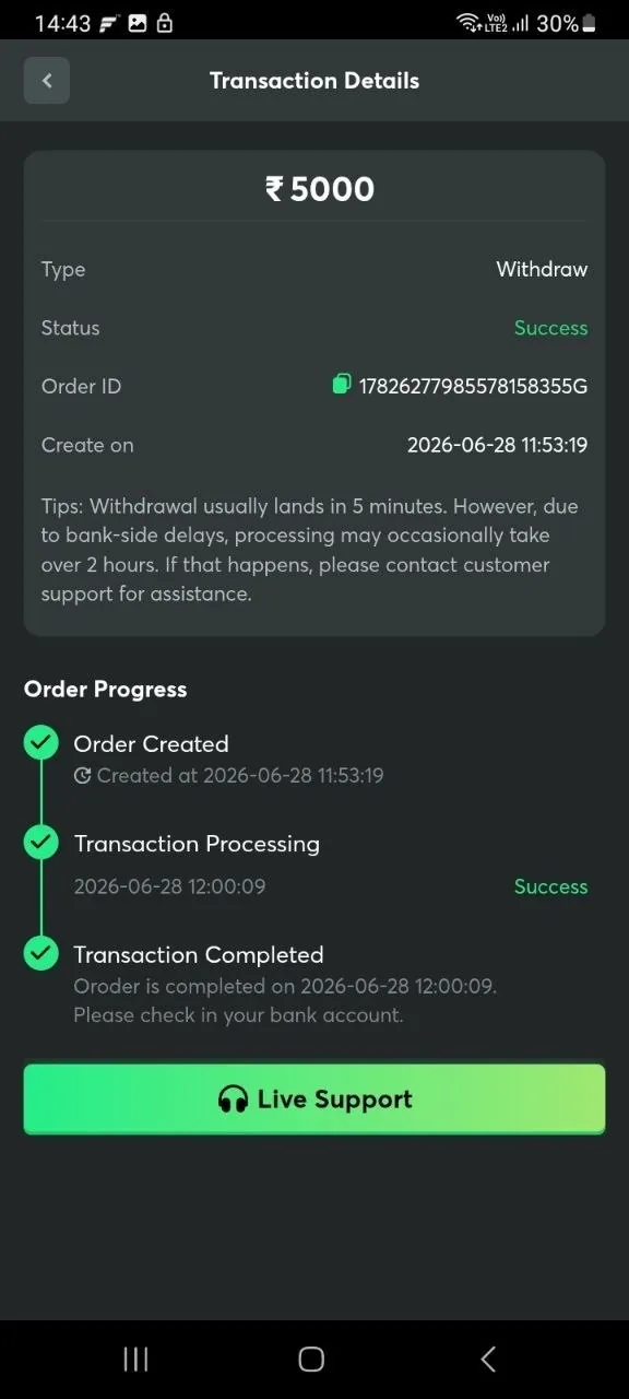 EK1 UPI Success 5000 rupees